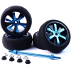 Yeah Racing (#WLS-0004BUS) Aluminum Stylish Spinning Rims (4pcs) BU 9-Spoke Tire Set w/Free Tire Holder for 1:11