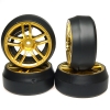 Yeah Racing (#WL-0090) Spec D CX10 Wheel Offset +3 Gold w/Tire 4pcs For 1/10 Drift